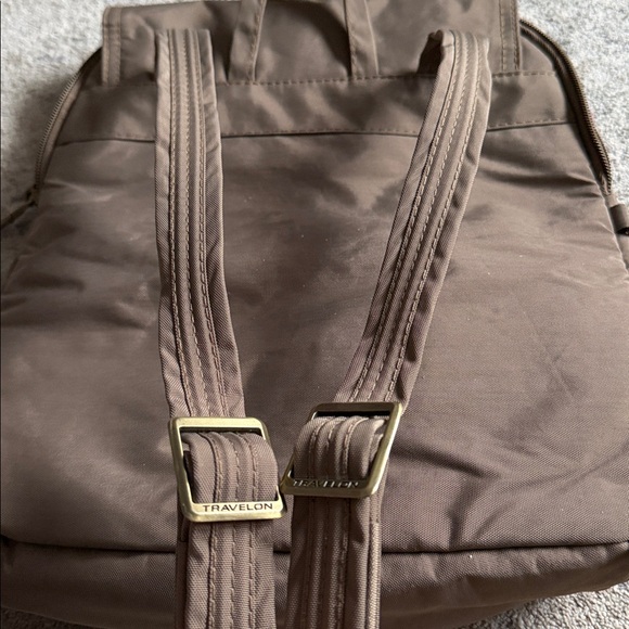 Travelon Anti-Theft Signature Slim Backpack Sable Brown RFID Pockets Organizer - Picture 7 of 11